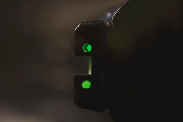 close up of a handgun sight