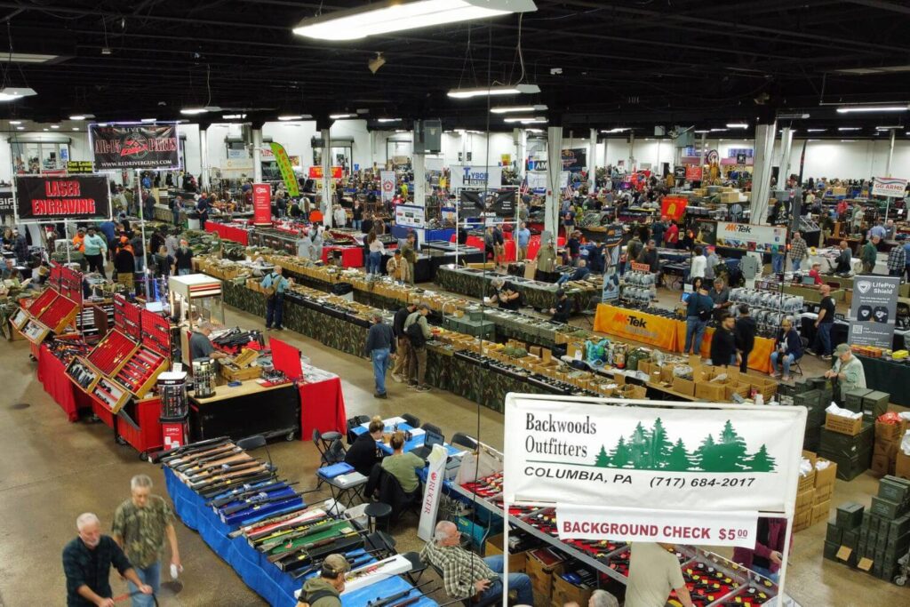 an Overhead View of Vendor Booths Setup at an Eagle Shows Gun Show in Pennsylvania