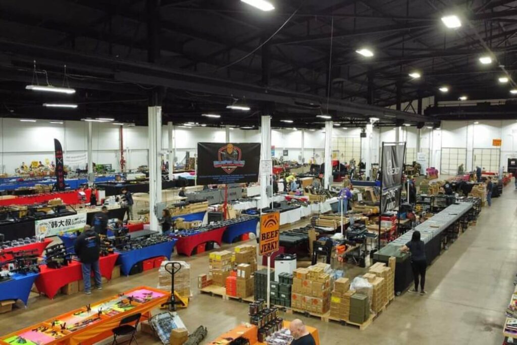 Aerial View of Vendors at a Gun Show